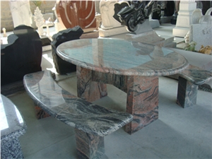 China Multicolor Red Granite Bench & Table