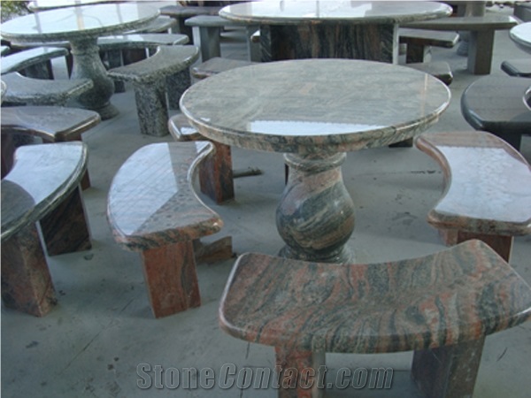 China Multicolor Red Granite Bench & Table