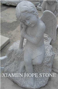 Granite Angel Sculpture, G603 Grey Granite Sculpture & Statue
