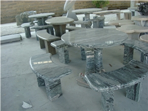 Green Marble Polished Bench & Table, Table Sets