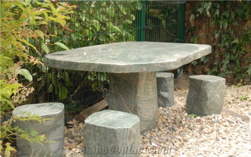 Green Marble Table Sets, Marble Exterior Furniture