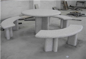 Grey Granite Stone Table & Bench, Table Sets