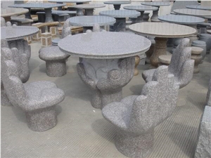 Pink Granite Garden Tables, Table Sets, Outdoor Chairs