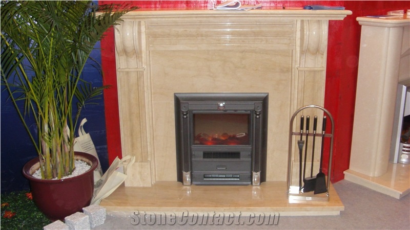 Western Style Fireplace,Beige Marble Fireplace