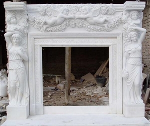 Western Style Fireplace, China Han White Marble Fireplace