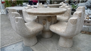 Yellow Granite Hand Table & Bench, Granite Garden or Park Table Sets