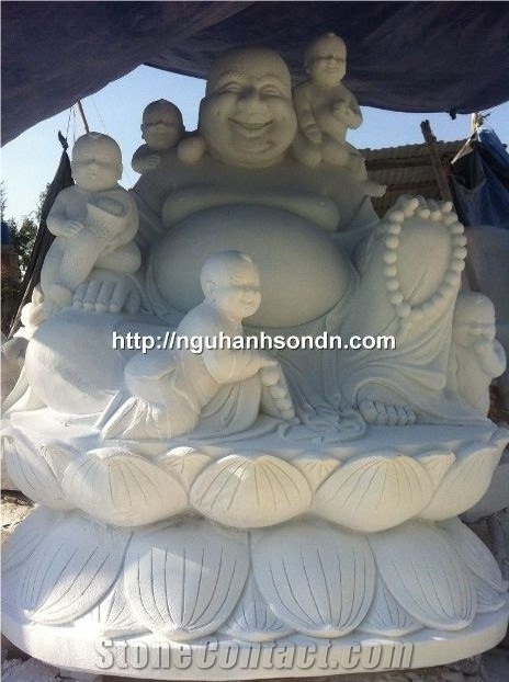 Pure White Marble Happy Buddha Statues