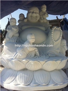 Pure White Marble Happy Buddha Statues