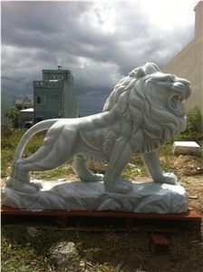 The White Polar Marble Lion Statues