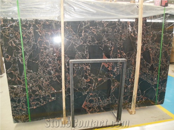 Chinese Athens Portoro Marble, Athens Black Golden Flower Marble Slabs & Tiles, Polished