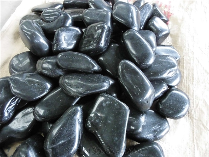 High Quality High Polished Black River Stone