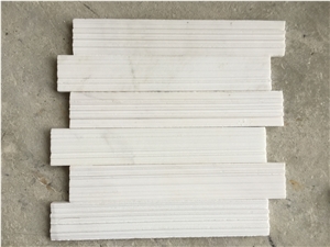 Pure White Marble Chiselled Surface Wall Cladding