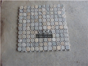Beige Mosaic Tiles, Hexagon Tumbled Brick Strip Brick Mosaics,Split Face Mosaic Pattern for Wall Floor,Interior Exterior Decoration Nature Slit Stone Pebble Chipped Linear Strips