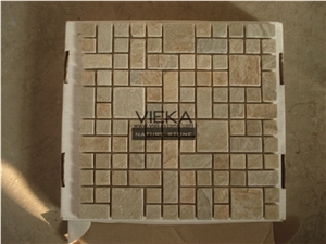 Beige Slate Mosaic Tiles, Tumbled Brick Linear Strip Brick Mosaics,Split Face Mosaic Pattern for Nature Slit Stone Wall Floor,Inside Outside Decoration