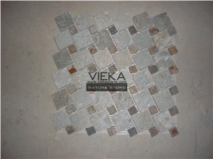 Mosaic Tiles,Tumbled Brick Linear Strip Brick Mosaics,Split Face Mosaic Pattern Nature Slit Stone for Wall Floor,Interior Exterior Decoration Rectangle Square