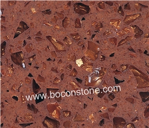 Artificial Quartz Stone-Crystal Shining Brown Quartz Slabs & Tiles