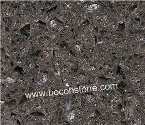 Artificial Quartz Stone-Crystal Shining Dark Grey Quartz Slabs & Tiles