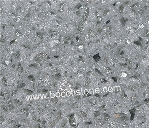 Artificial Quartz Stone-Crystal Shining Light Grey Quartz Slabs & Tiles