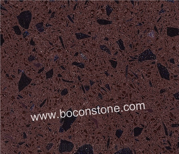 Artificial Quartz Stone-Dark Crystal Brown Quartz Slabs & Tiles