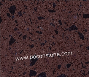 Artificial Quartz Stone-Dark Crystal Brown Quartz Slabs & Tiles