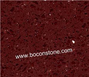 Artificial Quartz Stone Slabs & Tiles, Crystal Dark Red Quartz