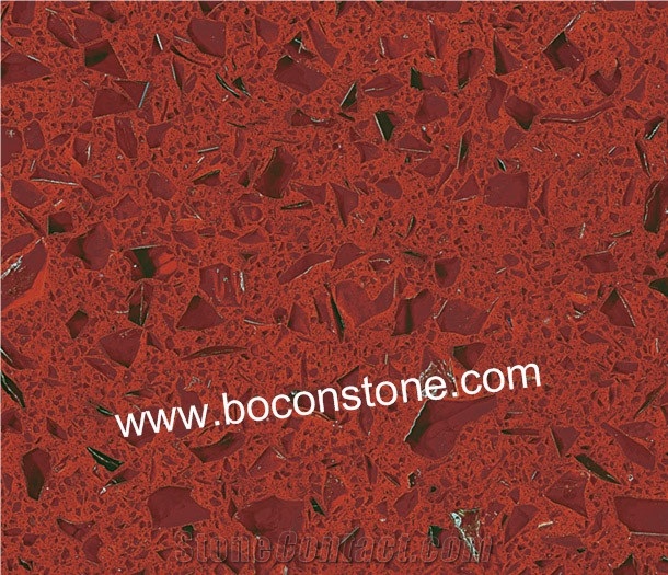 Artificial Quartz Stone Slabs & Tiles, Crystal Red Quartz