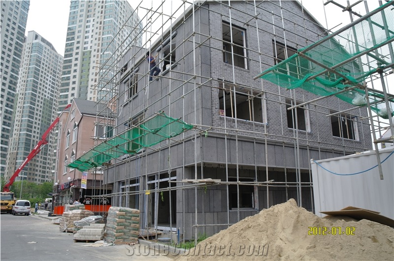 Basalt Tiles & Slabs, Hainan Grey Basalt Tiles for Walling Project