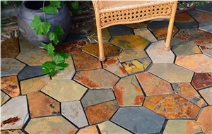 Rusty Brown Slate Net Paste Flagstone for Wall and Floor