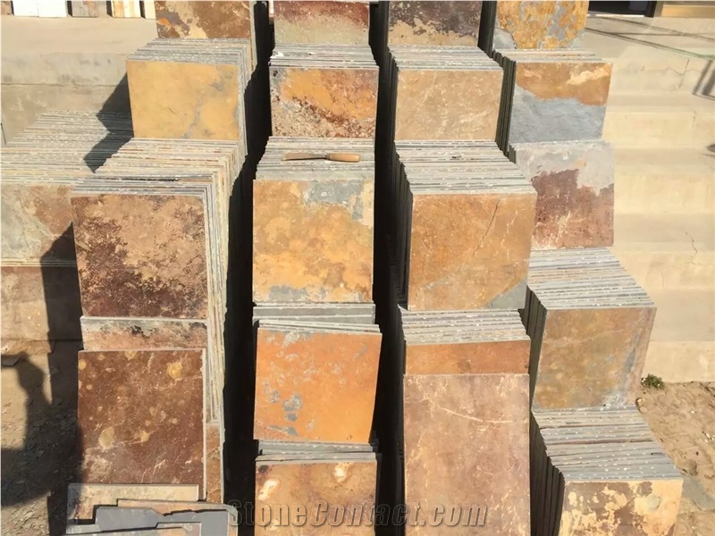 Rusty Brown Slate Tile Paving Stone for Garden and Floor Standard Size Good Price