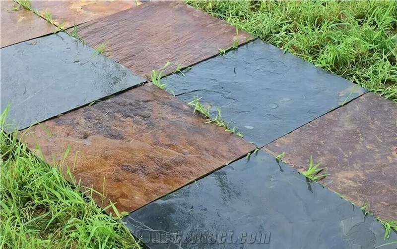 Rusty Brown Slate Tile Paving Stone for Garden and Floor Standard Size Good Price