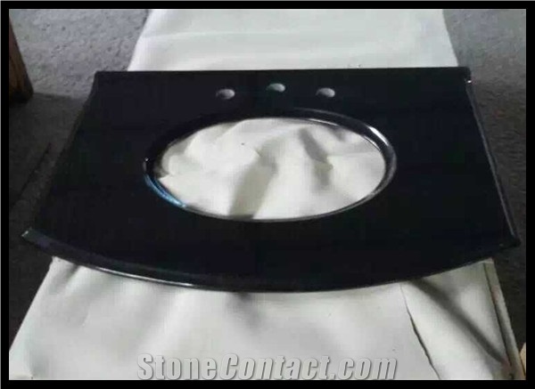 China Black Polished Custom Bath Vanity Tops