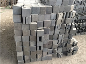 Flamed Shanxi Black Granite Paving Tiles China Black Granite Cube Stone