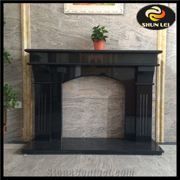 High Quality Shan"Xi Black Granite Fireplace Surround