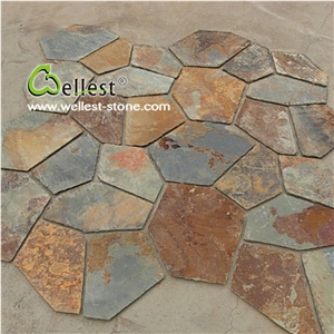 China Natural Multi Rusty Slate Stone/High Quality Flagstone Tile for Paving Walkway