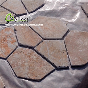 China Natural Yellow Wood Slate Stone/Slate Flagstone Tiles for Paving Walkway/Driveway