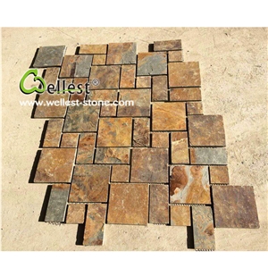 China Rusty Brown Meshed Slate for Paving Driveway