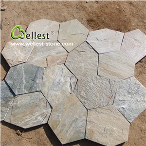 China S014 Yellow Wood Slate Stone with Grade A, Yellow Slate Flagstone