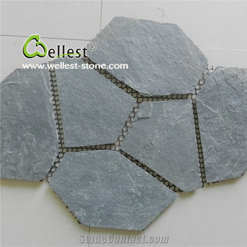 Natural Black Slate Stone/Meshed Paver Stone for Outdoor