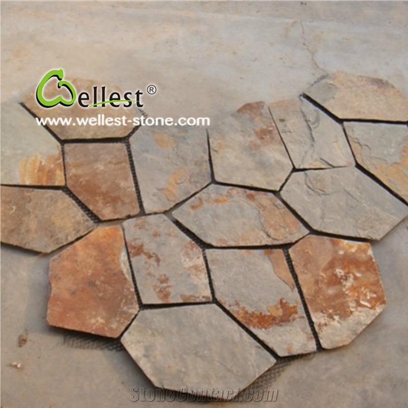 Popular Slate Stone for Paving Road & Driveway/S015 Multi Rusty Slate Stone