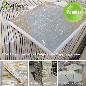 Popular Yellow Wood Beige Slate Stone/China Natural Slate Tiless