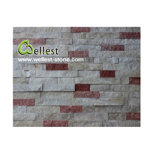 Ql-Mc-F01h White & Peach Jade Quartzite Culture Stone for Wall Cladding