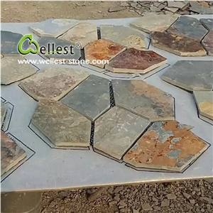 S015 Multi Rusty Slate Stone/Natural Rusty Brown Flagstone Tiles for Outdoor