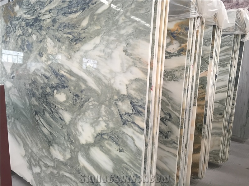 New Stone-China Green Gold Marble Slabs & Tiles High Polished for Wall Cladding