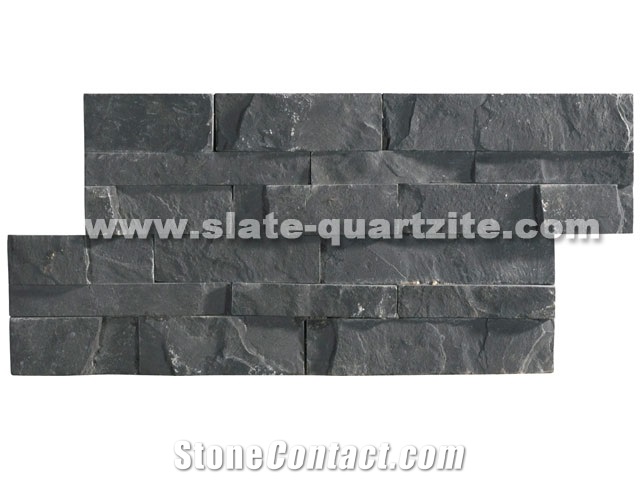35*18 Blakc Slate Split Face Wall Stone Cladding, Cultured Stone, Stone Veneer, Ledge Stone, Cultured Stone Veneer, Thin Ledge Stacked Stone Veneer