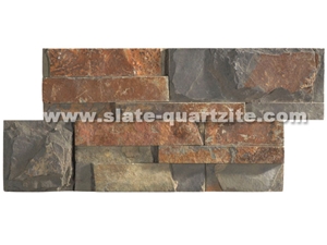 35*18 Brown Slate Split Face Wall Stone Cladding, Cultured Stone, Stone Veneer, Ledge Stone, Cultured Stone Veneer, Thin Ledge Stacked Stone Veneer