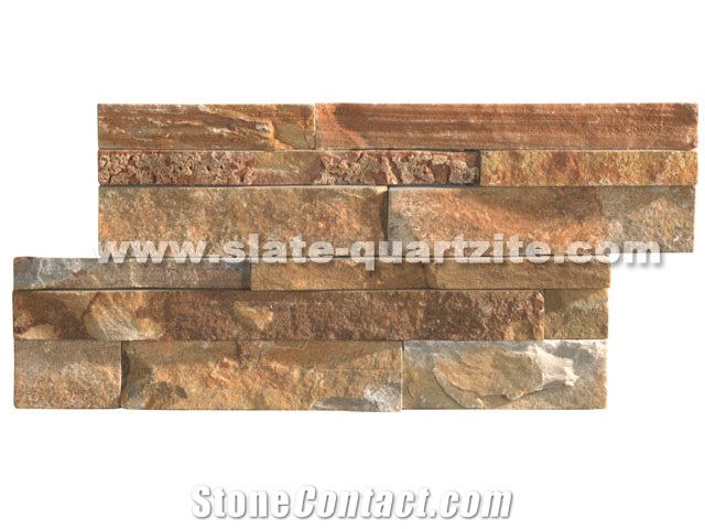 35*18 Rusty Slate Split Face Wall Stone Cladding, Cultured Stone, Stone Veneer, Ledge Stone, Cultured Stone Veneer, Thin Ledge Stacked Stone Veneer
