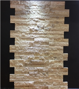 Beige Travertine Cultured Stone Veneer Z Shape, Cultured Stone Wall Cladding, Ledger Stacked Stone Veneer, Thin Ledgestone Veneer
