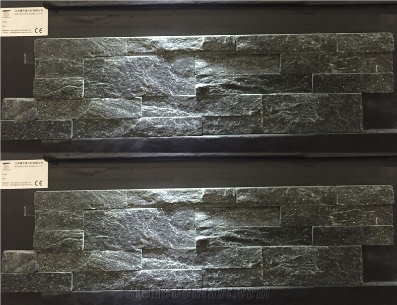 Black Quartzite Cultured Stone Veneer Z Shape, Cultured Stone Wall Cladding, Ledger Stacked Stone Veneer, Thin Ledgestone Veneer