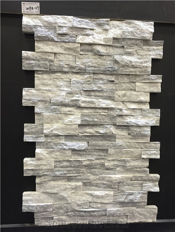 Grey Marble Natural Split Surface Cultured Stone Veneer, Cultured Stone Wall Cladding, Ledger Stacked Stone Veneer, Thin Ledgestone Veneer