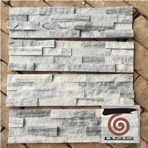 Grey White Marble Ledge Stone with Rough Surface, Cultured Stone